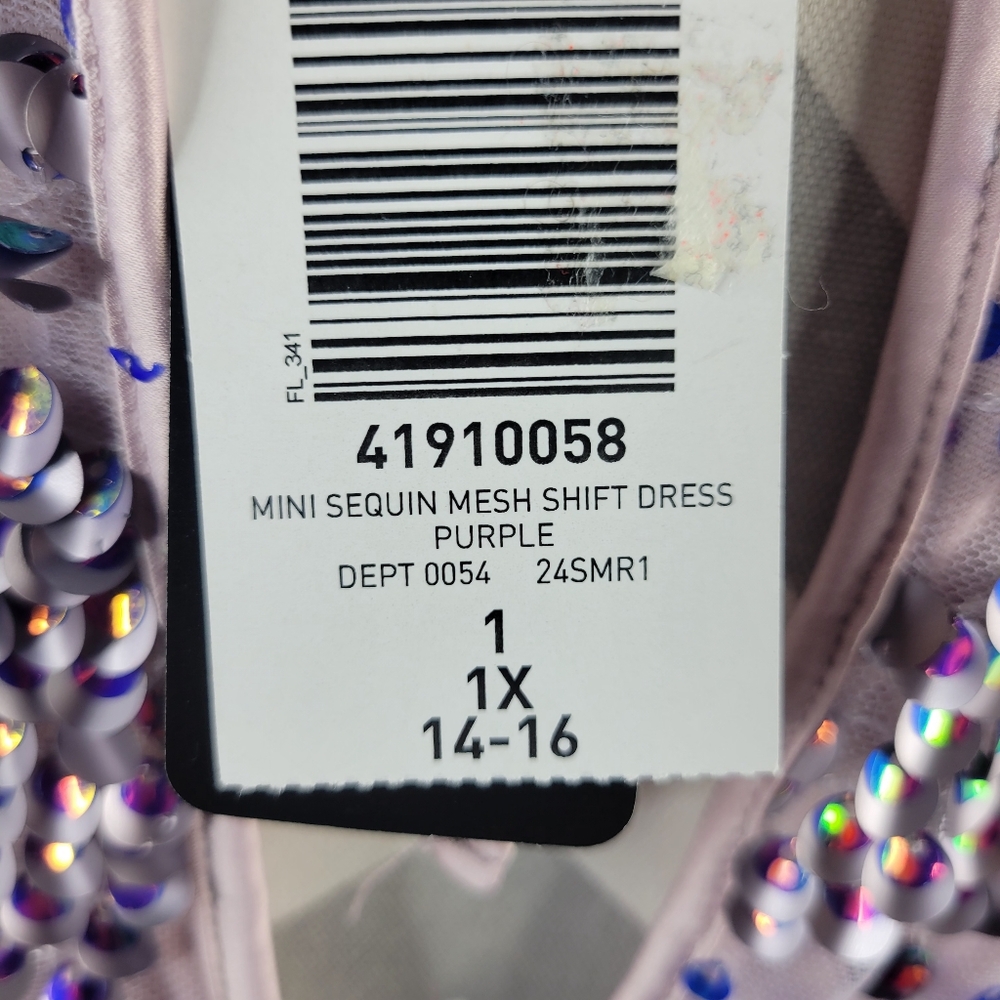 NWT Torrid Mini Sequin Mesh Shift Dress Purple Size 1X/14-16 - Picture 10 of 16